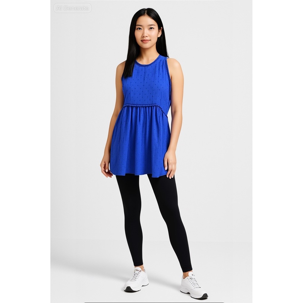 Staccato Women's Electric Blue Tunic - Embroidered Rayon - Size S